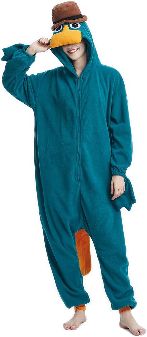 OGU' DEAL Unisex Cartoon Costumes Onesies Adult Outdoor Cosplay Pajamas with Zipper Sleepwear for Men and Women