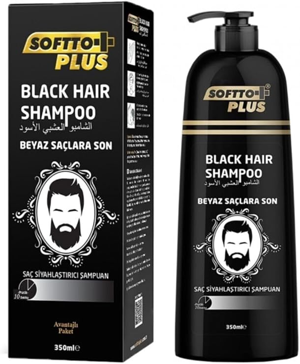 Softto Plus Black Hair Shampoo, Beyaz Saç Karşıtı Siyahlaştırıcı Şampuan, 350 ml