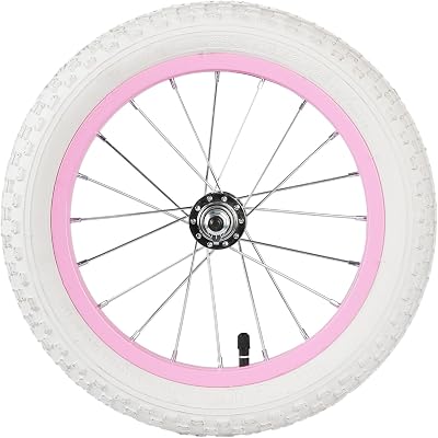 Glerc 14 Inch Kids Bike Front Wheels, Replacement Rubber Bike Tire and Inner Tube Wear-Resistant Cruiser Bicycle Wheels, White