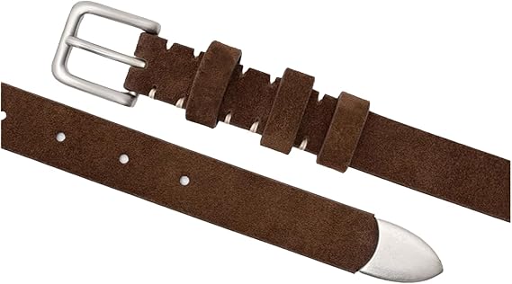 Brown Suede Belt Women with Silver Buckle, Elegant Luxury Thin Leather Belts for Women Jeans Dress Sweater Coat
