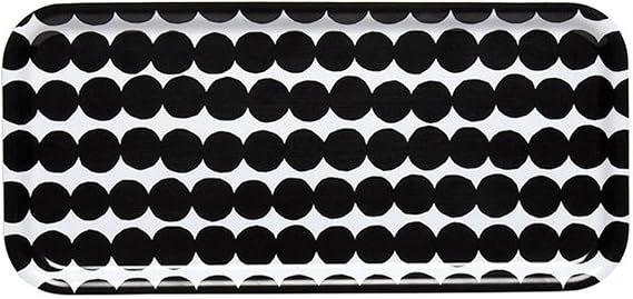 MARIMEKKO Rasymatto Birch Serving Tray Refine Your Kitchen Decor with Our Iconic Black & White Tableware Stylish Outdoor Medium Serving Tray (13 in x 6 in)