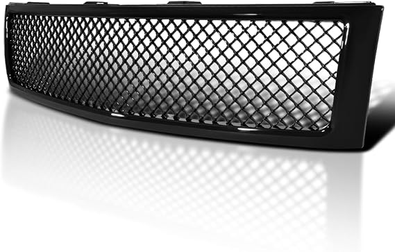 Spec-D Tuning Mesh ABS Glossy Black Front Hood Grille 1PC | For 2007-2013 Chevy Silverado 1500