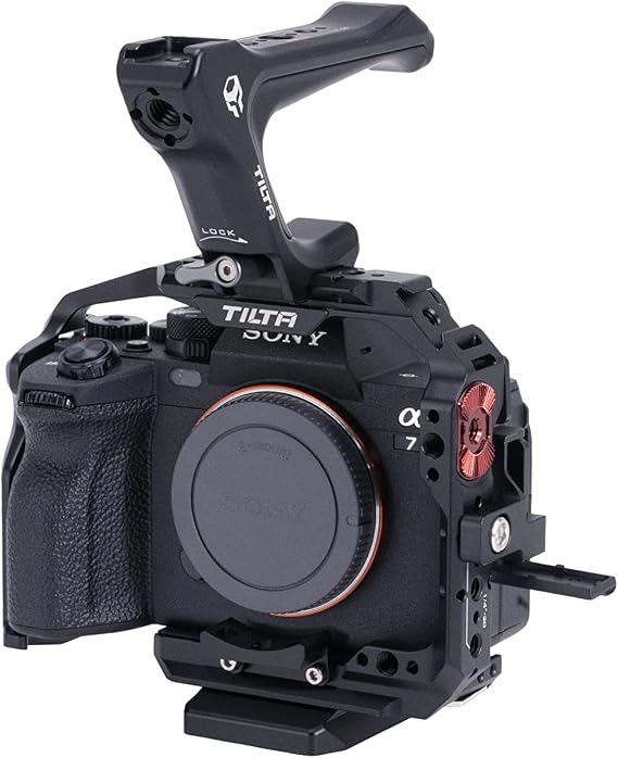Tilta Camera Cage Compatible with Sony a7 IV, a1, S3, R4, 73, R3, A9 Basic Kit | Compact Top Handle, Side Power Handle w/Run/Stop & Cable, HDMI Clamp & Cable | Black