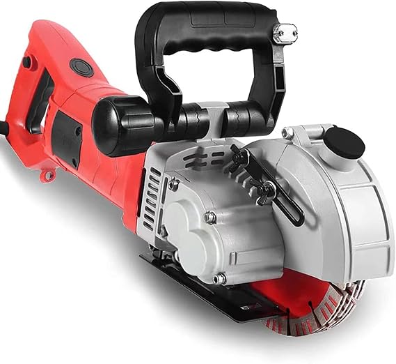 Electric Wall Groove Cutting Machine Chaser Concrete Grooving Cutter 110V for Brick Slotting with 5Pcs 5 Inch Saw Blades 4800W Power Masonry Saw Infrared Sighting and Dustproof