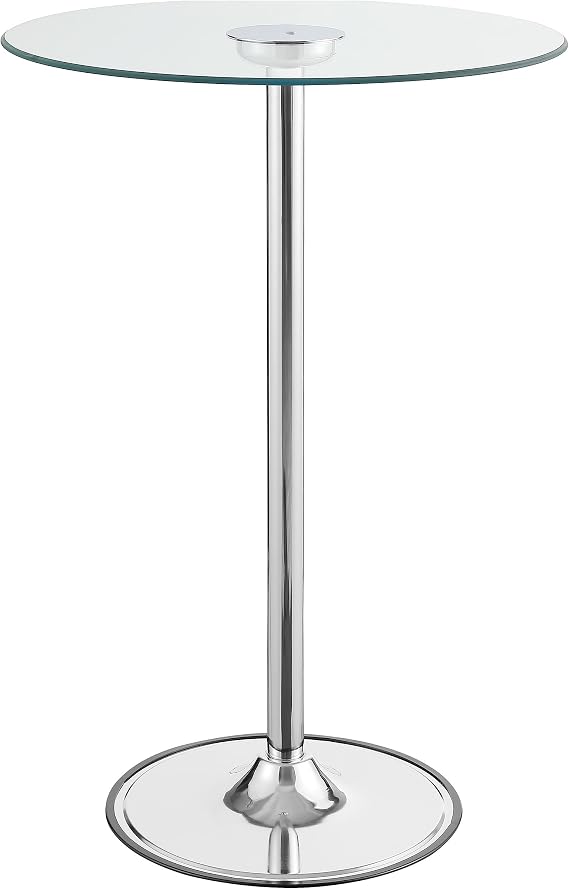 Coaster Home Furnishings - Thea - Glass & Metal - 28-Inch Round Table with Small Tempered Glass Top and LED Lights - Dining Room & Home Bars - Chrome - 122400