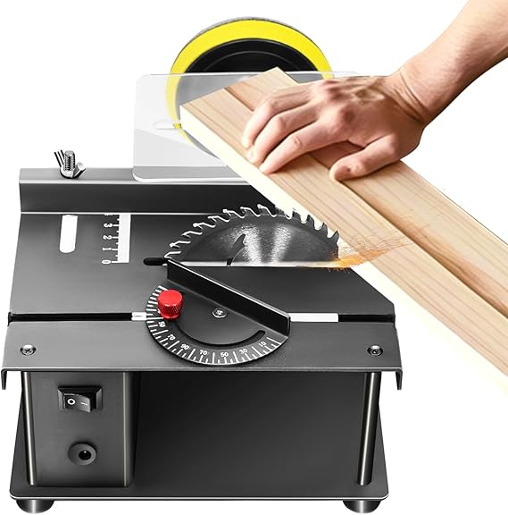 Mini Precision Table Saw Set,0-90 angle Sliding Polisher Machine, Woodworking Sliding Cutting Machine for DIY Hobby Model Cutting Bench Saw Household