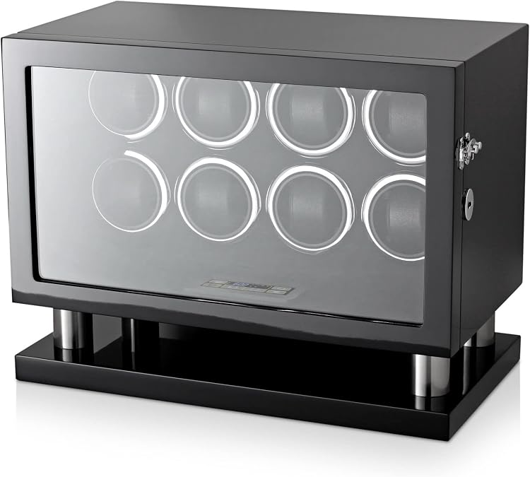 Watch Winder for 8 Automatic Watches with Interior Light and LCD Touchscreen Control