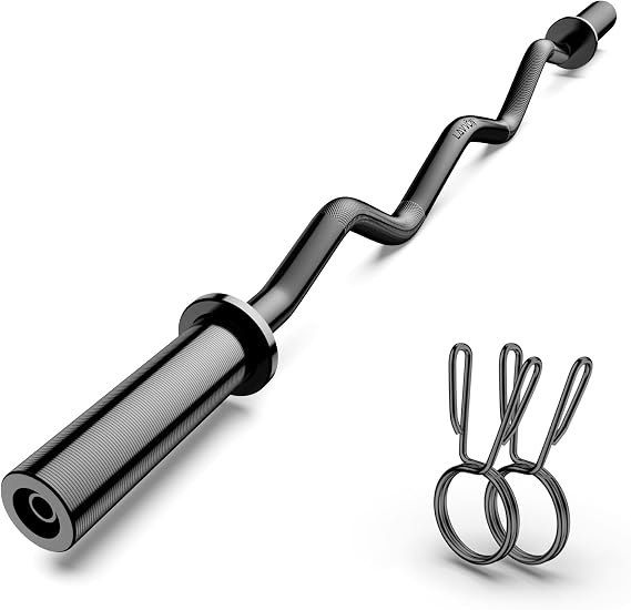 Olympic EZ Curl Barbell Bar 47", 2-Inch Curl Bars for Weight Lifting
