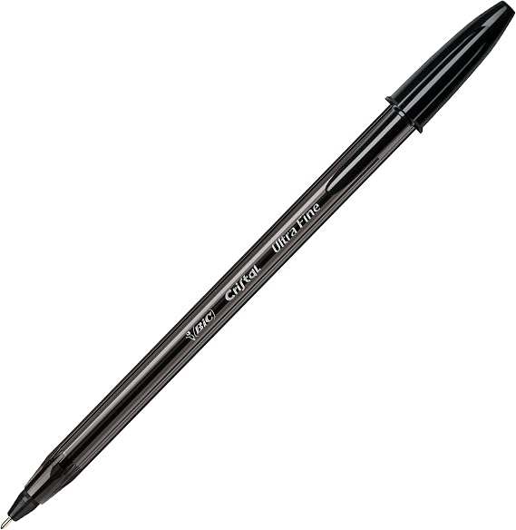 Bic Crystal Exact Fine Point Pens (0.7 mm) - Black, Box of 20