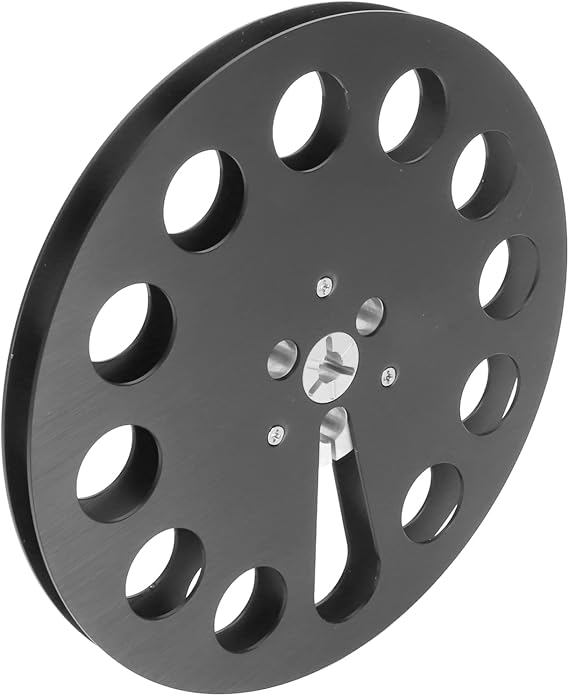 Takeup Reel, 1/4 7 Inch Empty Take Up Reel to Reel Small Hub Open Reel Sound Tape Takeup Reel with 11 Holes, Universal Aluminum Alloy Empty Tape Reel (Black)