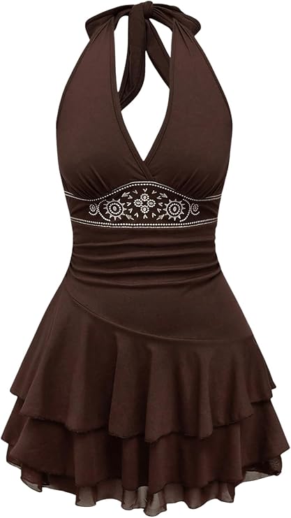 RoseSeek Women's Western Sleeveless Ruched Cowgirl Short Summer Dress