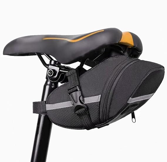 BlueSunshine Bicycle Strap-On Bike Saddle Bag Under Seat Bag Cycling Bag (Black)