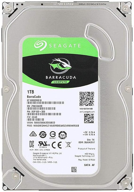 Seagate 1TB SATA 3.5 BarraCuda SingPk (ST1000DM010)