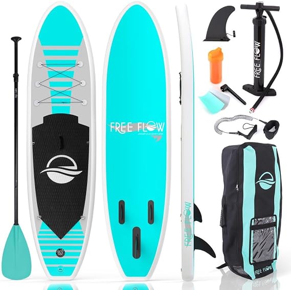 SereneLife Stand Up Inflatable Paddle Board with Premium SUP Accessories Wide Stable Design with Non-Slip EVA Deck Pad for Adults and Youth of All Skill Levels