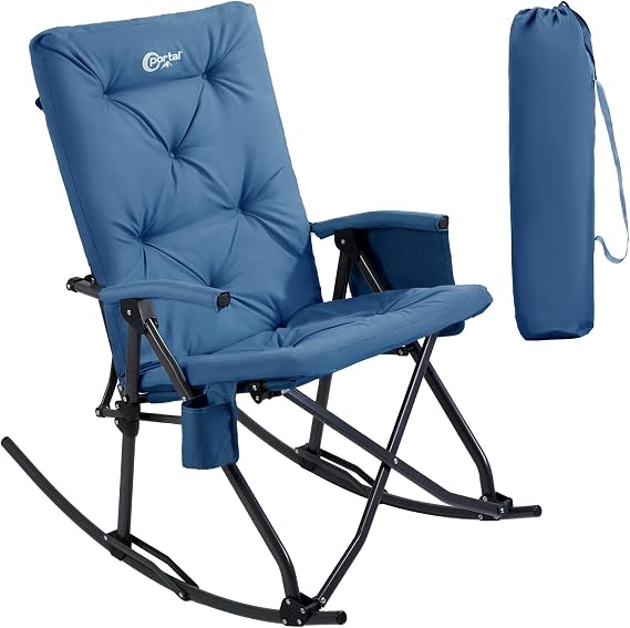 Portal Oversized Padded Folding Rocking Camping Chair Outdoor 400 LBS