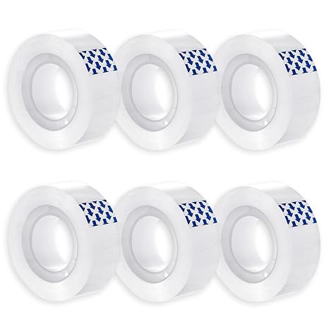 6 Rolls Clear Tape, Transparent Tape Refills for Dispenser