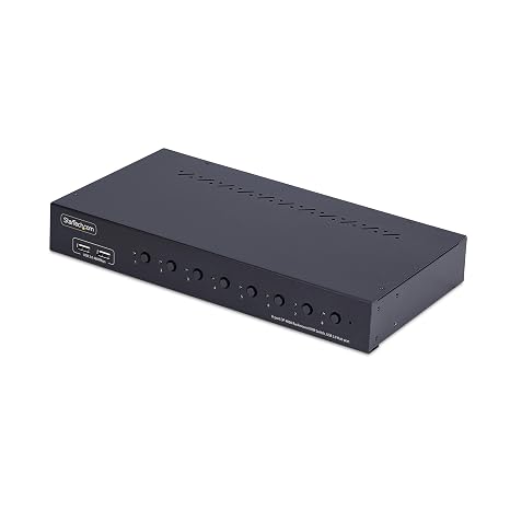 StarTech 8-Port DisplayPort 1.2 KVM Switch, 4K 60Hz, USB Hub, 1U Rack, TAA