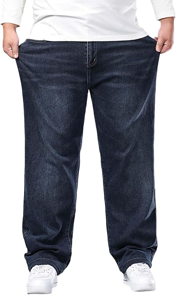 HJINGSUN Big Baggy Jeans Mens 7XL Wide Legs Denim Pants Loose Casual Jeans Summer Plus Size Comfy Trousers