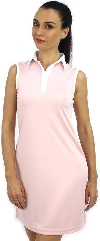 Womens Polo Sports Dress - Athletic Dress for Women, Sleeveless Golf Dress/Tennis Dress, Azure Blue, XX-Large