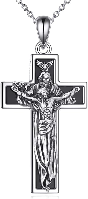 Crucifix/Ankh/Nail Cross/Fish Hook/Celtic Cross/Orthodox Cross/Serenity Prayer Necklace 925 Sterling Silver Christian Protection Jewelry Gifts for Women Men