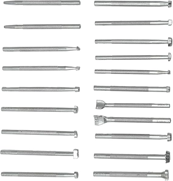 Zreneyfex 20 Pcs Leather Stamping Tools Special Shape Different Patterns for Carving Craft Leather Working Professional