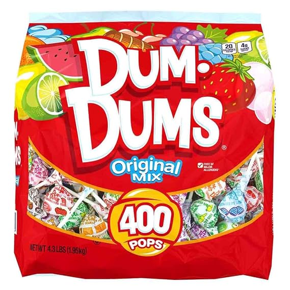 Dum Dums Original Mix 400 ct. Bag - All-Time Classic Flavors, Assorted Suckers in Bulk Candy Bag, Individually Wrapped Lollipops - Bulk Halloween Lollipops for Handing Out