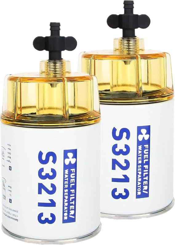 2Pcs S3213 Fuel Water Separator Filter with Clear Bowl for Yamaha, Motor, Mercury, Racor, Sierra, Suzuki Marine Outboard Replaces# 35-60494-1,18-7932-1,18-17928,35-809097,18-7922