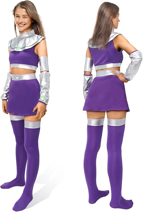 Pigmiss Starfire Costume Halloween Cosplay Princess Outfit Koriandr Sexy Dress Costume Set Women Purple Princess