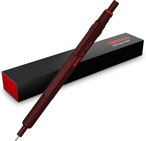 Rotring 600 Full-Metal Body 0.7mm Mechanical Pencil, Black, for Precise Ruler-Based Drawing