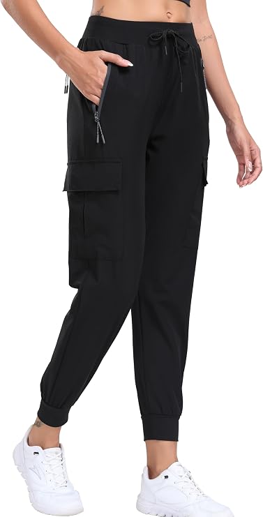 Oalka Women's Cargo Hiking Pants Lightweight Travel Joggers