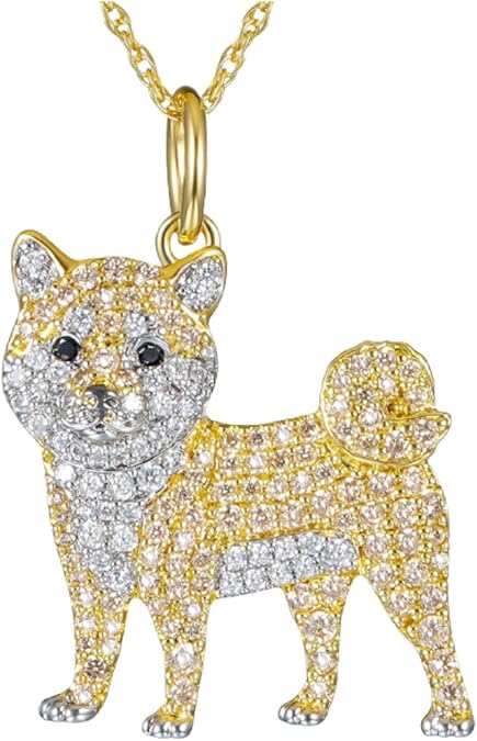Cute Crystal Shiba Inu Dog Pendant Necklace for Women Cartoon Dog Animal Necklace Pets Lover Jewelry