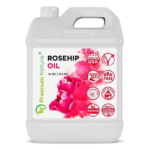 Premium Nature Rosehip Oil For Face for Women, Rosehip Seed Pure Cold Pressed Unrefined For Hair and Nails Skin Care Moisturizer, Rose Hips Face Oils and Serums 16 oz