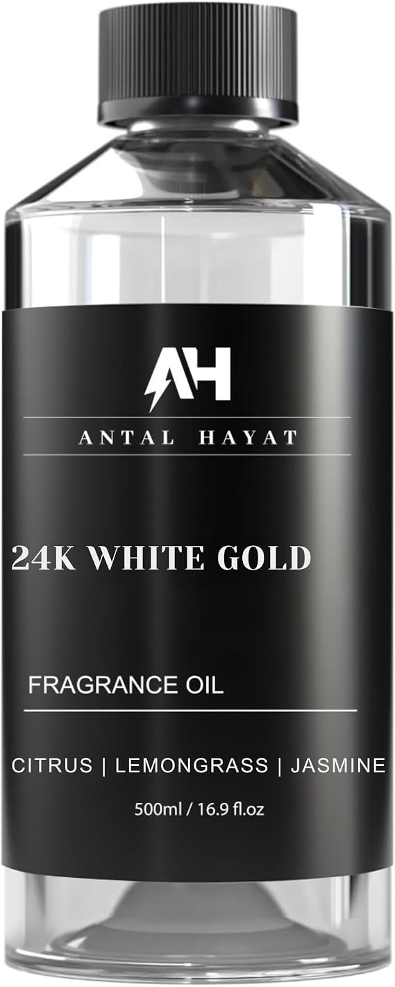 24K Diffuser Essential Oil Scent - Luxury Hotel Inspired Aromatherapy Scent Diffuser Oil - Hints of Zesty Citrus, Floral Jasmine, Delicate Lily - for Essential Oil Diffusers - 500mL