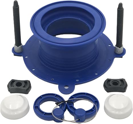 One N Done Toilet Flange Repair Kit Complete Toilet Wax Ring Replacement Kit Durable Waxless Toilet Ring Includes Toilet Flange Bolts, Toilet Bowl Caps, and Toilet Flange Extension Kit (1 Pack)