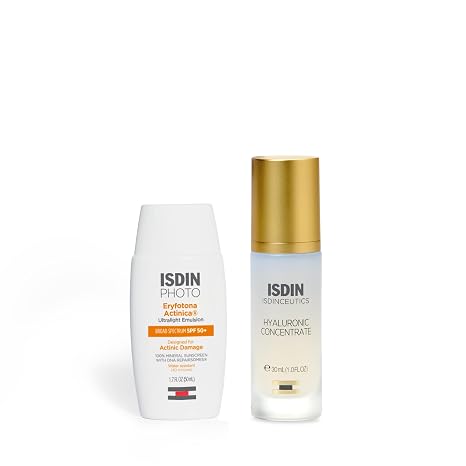 ISDIN Bundle Mineral Sunscreen (1.7 Fl Oz) & Facial Serum - Eryfotona Actinica Mineral Sunscreen & Hyaluronic Concentrate Serum