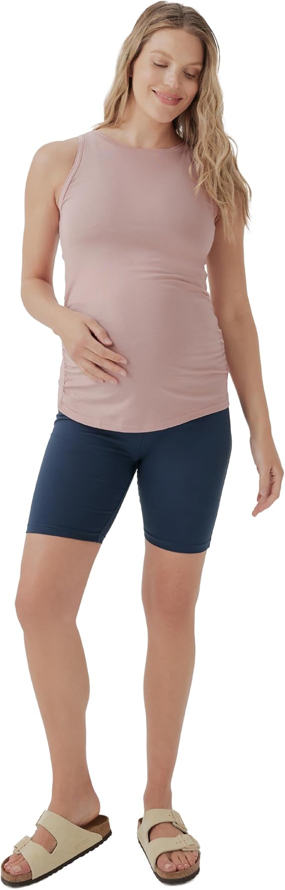 Pact Organic Cotton Maternity Tank Top - Ruched Soft Stretchy Sleeveless Maternity Top Pale Mauve