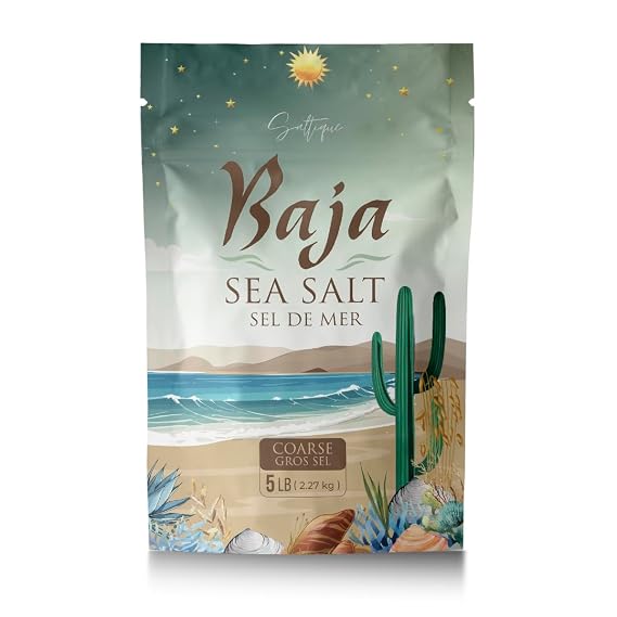 Saltique 5lb Baja Sea Salt Coarse - Contains a Balance of 90 Minerals Helping You Stay Hydrated And Improve Electrolyte Balance-100% Unrefined - GMO-free - Paleo-Vegan