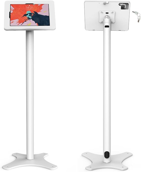 Tablet Kiosk Floor Stand, All Metal Rotate Lockable - Compatible with 10.9" iPad 10th, Pro 11" 1 2 3 4, Air 4 5, Air 11"(M2/M3/M4), iPad 11"(A16) - BSF301WA