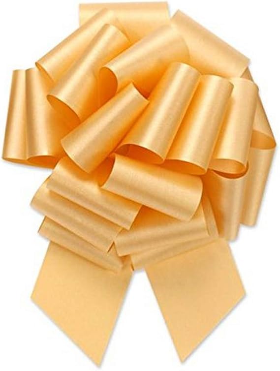 Berwick Offray 1.45'' Wide Ribbon Pull Bow, 5.5'' Diameter with 20 Loops, Royal Gold