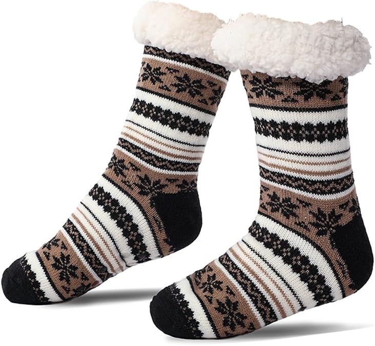 Cozy Slipper Fuzzy Socks for Women/Men with Non-Slip Grippers Cozy Winter