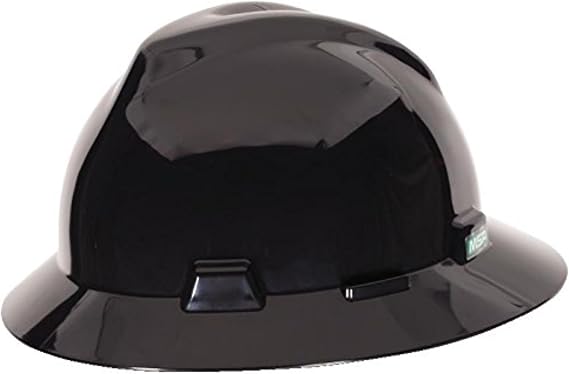 MSA V-Gard Full-Brim Hard Hat with Suspension - Polyethylene Shell, Superior Impact Protection and Self Adjusting Crown Straps - Standard Size Hard Hat