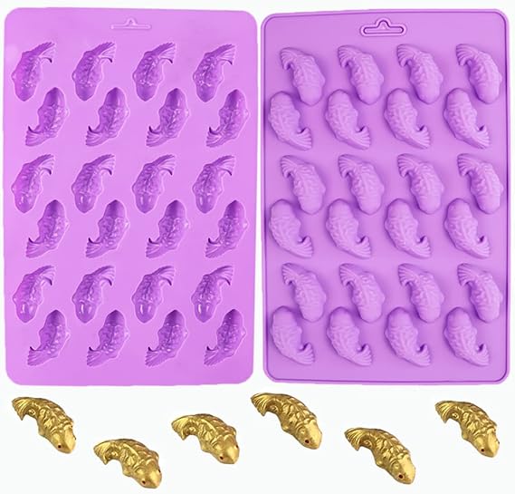 2Pcs 24 Cavity Koi Fish Carp Goldfish Fondant Silicone Molds