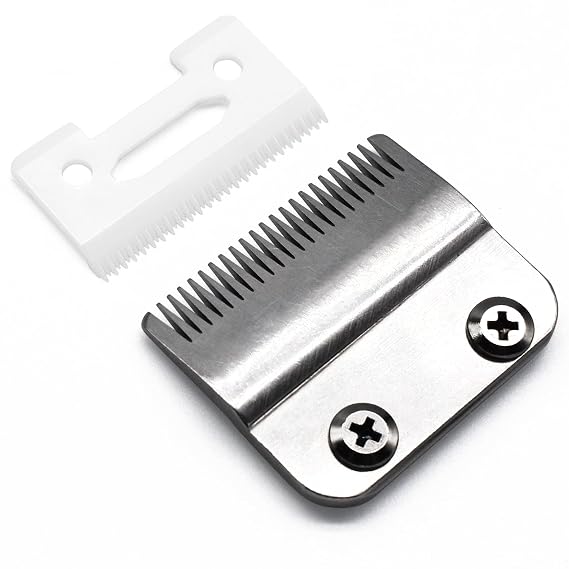 Professional 2-Hole Stagger Tooth Replacement Blades Set #2161, Compatible with Wahl 5 Star Series Cordless Magic Clip Hair Clipper (Silver)