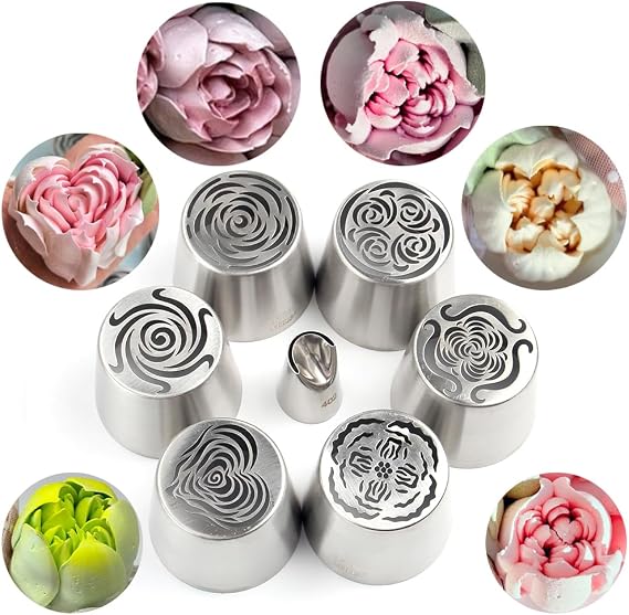 6 Pieces Stainless Steel Extra Large Russian Tulip Icing Tips Kit