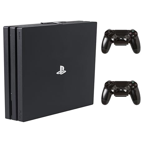 HIDEit Mounts 4P Bundle, Wall Mounts for PS4 Pro and Controller, Steel Wall Mount for PS4 Pro and 2 Controller Mounts to Safely Store Your PS4 Pro and PlayStation Controller Near or Behind TV