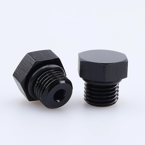 AC PERFORMANCE -3 AN Male Block Off Cap ORB Port Plug Fitting Adapter Aluminum Black, Pack of 2