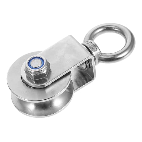 Swivel Pulley Wheel Heavy Duty Stainless Steel Rigging Pulley Shaped Hook for Industrial Lifting and Cable Systems Supports Heavy Loads
