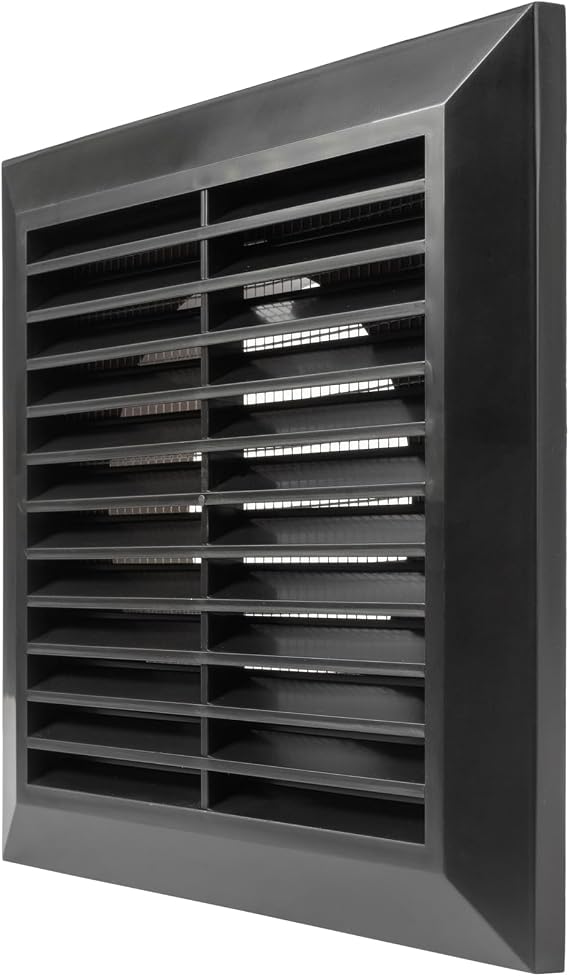 Vent Systems 4" Inch Black Vent Cover Durable Plastic Soffit Vent Cover with Mounting Neck and Mesh Screen Weather-Resistant HVAC Louvered Vent Cover for Bathroom, Kitchen, Garage Ventilation