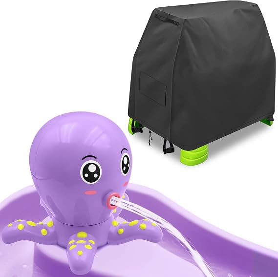 Intoypad Water Table Pump and Cover Set, Octopus Battery Powered Water Pump & Waterproof Water Table Cover for Step2 Rain Showers Splash Pond, Summer Outdoor Water Play Accessories for Kids