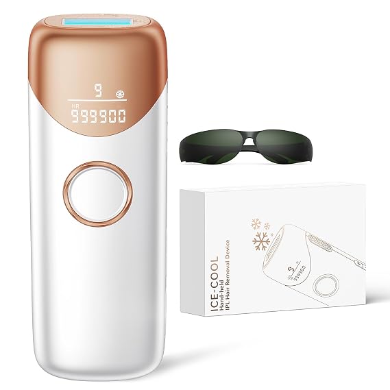 Ubroo Laser Hair Removal with 5C Ice Cooling,Hand-held Hair Removal Device IPL Hair Removal for Women and Men,Reduce Hair Regrowth,Full Body Use for Legs,Bikini,Armpits(Gold)